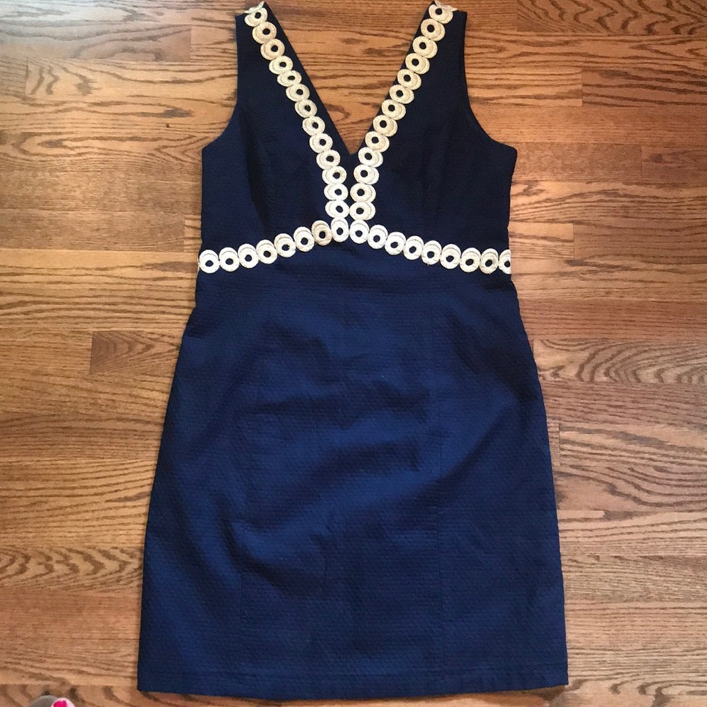 Navy and gold Lilly Pulitzer party dress